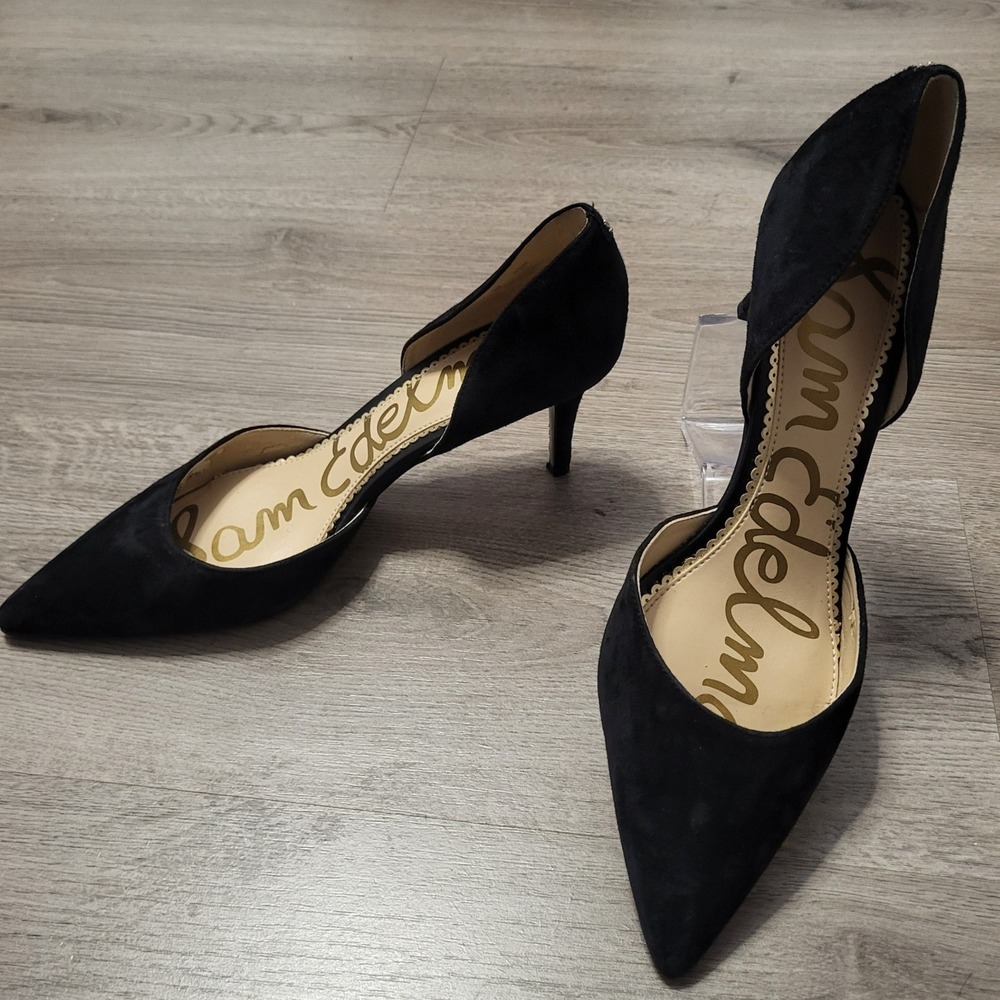 Sam Edelman Jaina Black Suede Leather Pointed Toe Pumps Heels Size 9 Classic